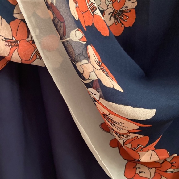 Max Studio - sz L chiffon sleeveless dress - fully lined - navy w flowers - Picture 5 of 8